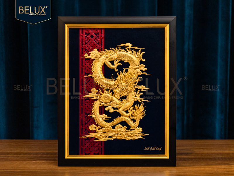 Tranh Thiên Long Bích Vân Dát Vàng 24k 34x27cm